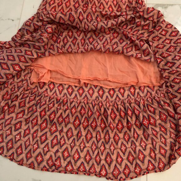 BANJANAN Women’s Tiered Dress Size M Midi Maxi Orange White Bohemian Designer - Picture 11 of 16